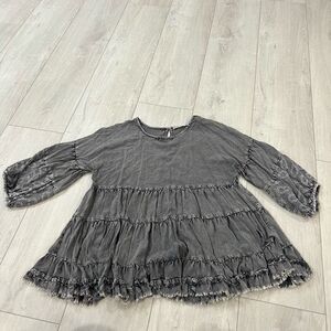 L'affaire gray boho rayon ruffle top size s